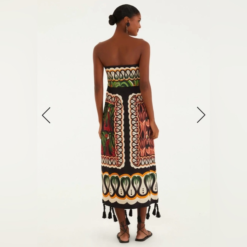 FARM Rio Strapless Dress - Black, Green, Orange - Picture 4 of 5